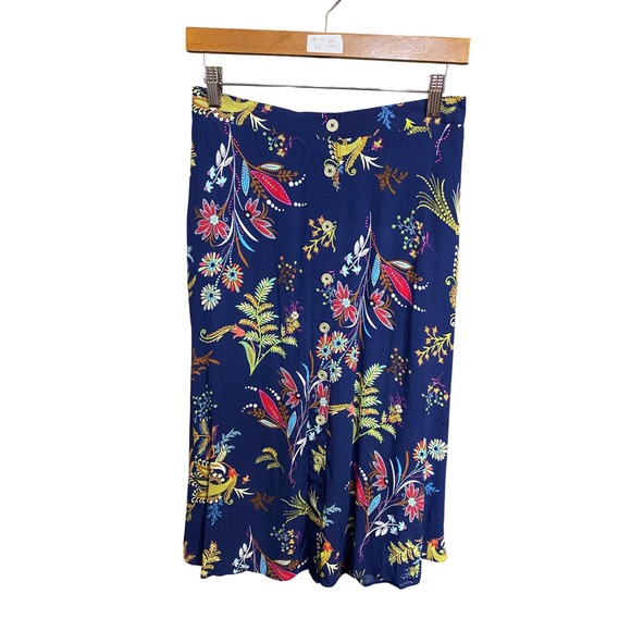 Talbots Dresses & Skirts - Talbots Navy Blue Floral Paisley Button Front Midi Skirt Viscose Small